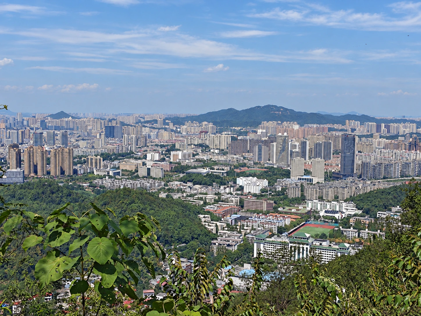 从岳麓山俯瞰长沙城区