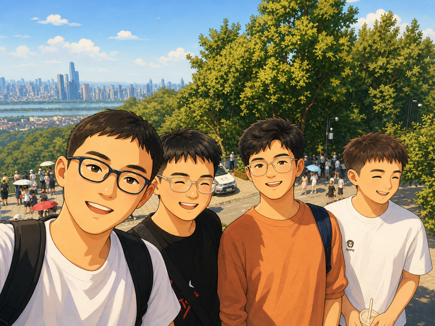 岳麓山顶的四人合照