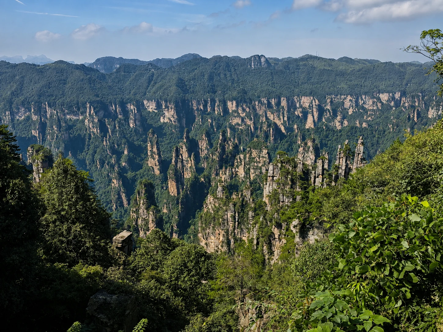从天子山远眺御笔峰与层叠峰林